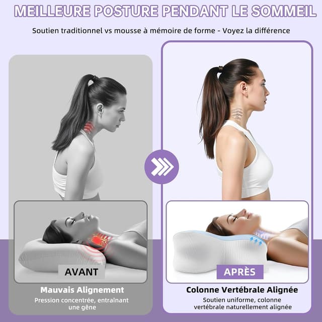 Thumbnail 4 de Rokehr Oreiller Ergonomique Cervical 62×42 cm