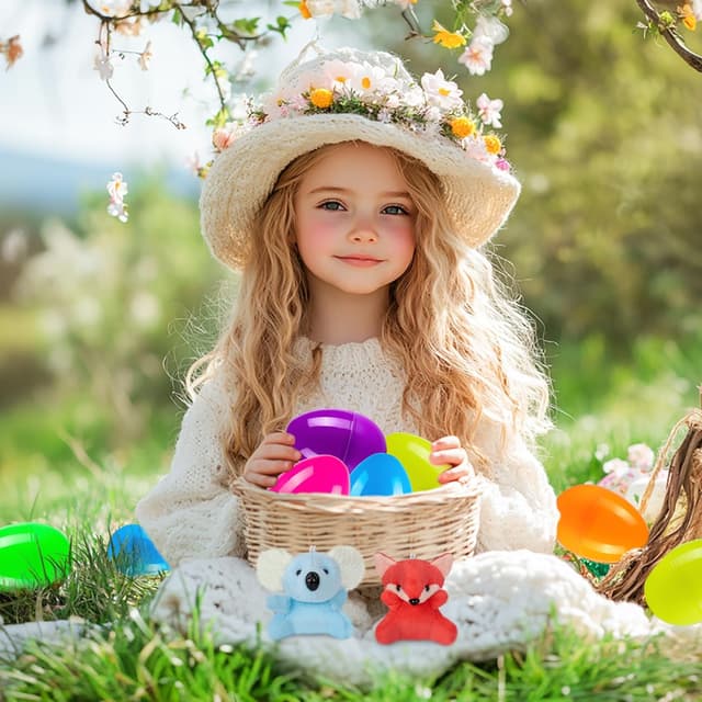 Detalle de Sofier Plastic Easter Eggs with Animal Toys (12 pcs) Filled Easter Egg Basket Stuffers