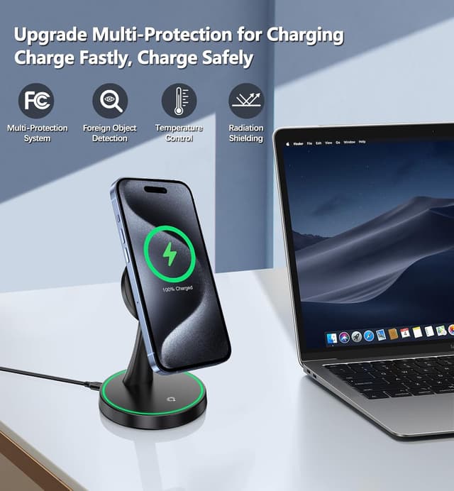Detalle 2 de Mag-Safe 15W Wireless Charger Stand ⚡