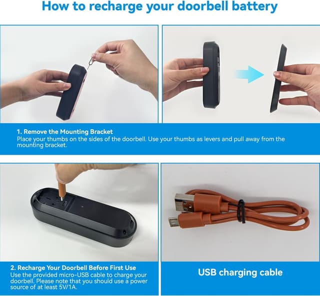 Detalle de ClipBlur Wireless Wi‑Fi Video Doorbell Camera (2.4G Wi‑Fi) with Night Vision, Two‑Way Audio & AI Motion Detection