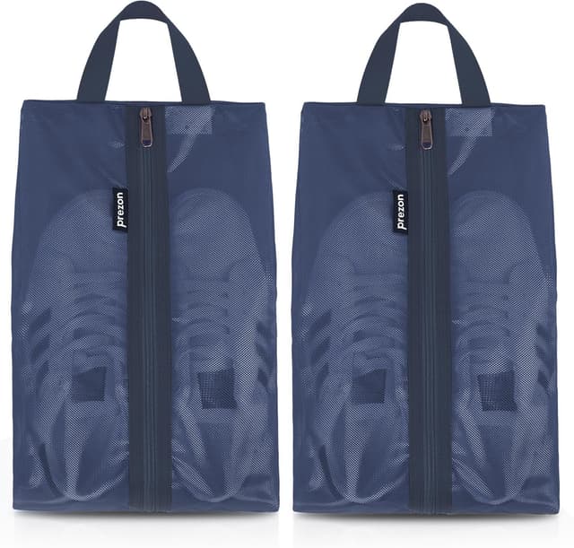 Detalle de Prezon Travel Shoe Bags (Water Resistant TPU Mesh) with YKK Zipper – unisex shoe storage pouch