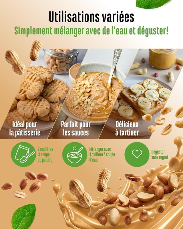 Detalle 2 de Beurre de cacahuètes light en poudre Vit4ever (85%) 500 g, sans sucre ajouté