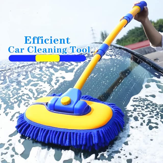 Detalle de MVEQRRN Upgrade Car Wash Brush Mop Kit with Long Handle and Scratch-Free Replacement Heads