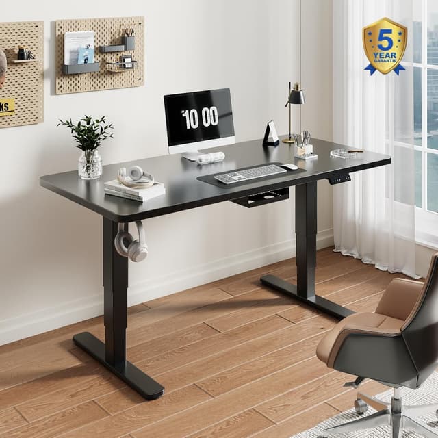 Detalle de Devoko elektrisch höhenverstellbares Schreibtischgestell (60–125 cm) mit 2 Motoren und 3 Memory-Positionen, schwarz