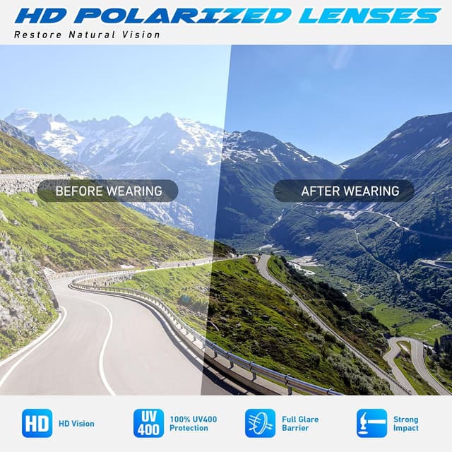 Detalle 2 de LINVO Polarised Sports Sunglasses (UV400) – wrap-around cycling, driving, fishing and running shades