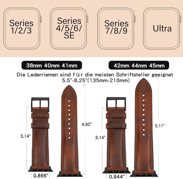 Detalle 2 de Gomvadr vintage oil-tanned leather Apple Watch bands (38/40/41/42/44/45/49mm compatible)