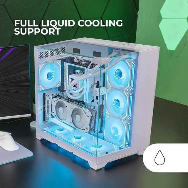 Thumbnail 2 de Mars Gaming MC-VISION case gaming ATX bianco con triplo vetro temperato e supporto liquido fino a 360 mm