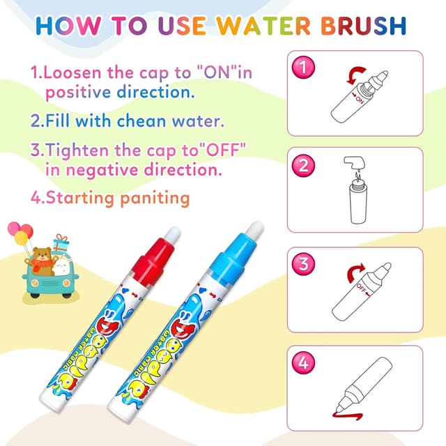 Thumbnail 6 de Toddler Toys Water Doodle Mat (40 x 30 Inch) with Aqua Magic Pens for Ages 3–5