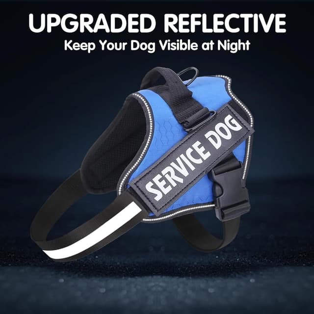 Detalle 2 de Belababy Soft No Pull Dog Harness Medium (Blue) with reflective, anti-escape strap and service patches