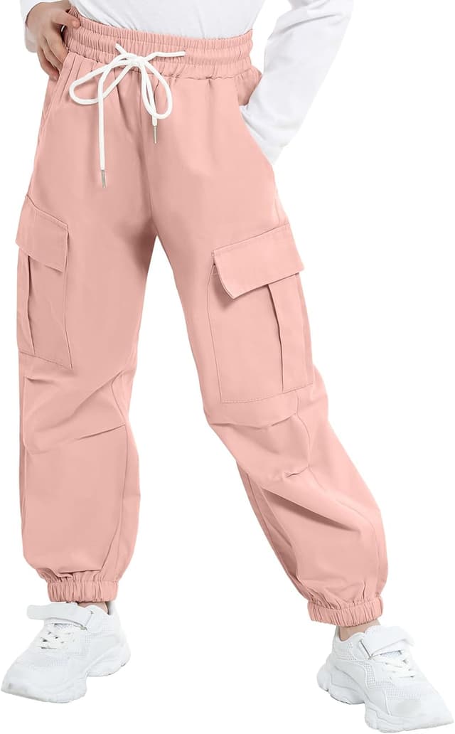 Thumbnail 6 de JiAmy Girls Cargo Trousers (Elastic Waist Baggy Parachute Style) for 5–14 Years