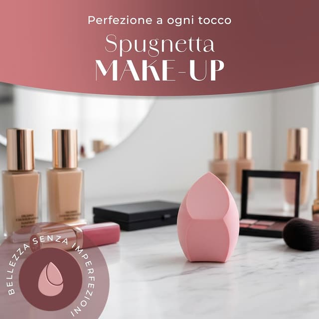 Detalle de Spugnette Trucco Make Up Professionali beauty blender senza lattice per fondotinta liquido, crema e polvere