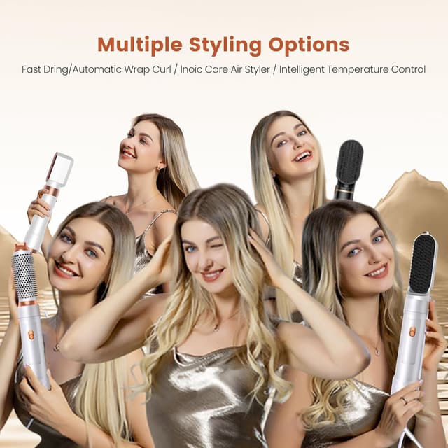 Detalle 2 de 5 in 1 Hair Styler Airbrush multi styler with air curler, dryer brush, and heat gloves