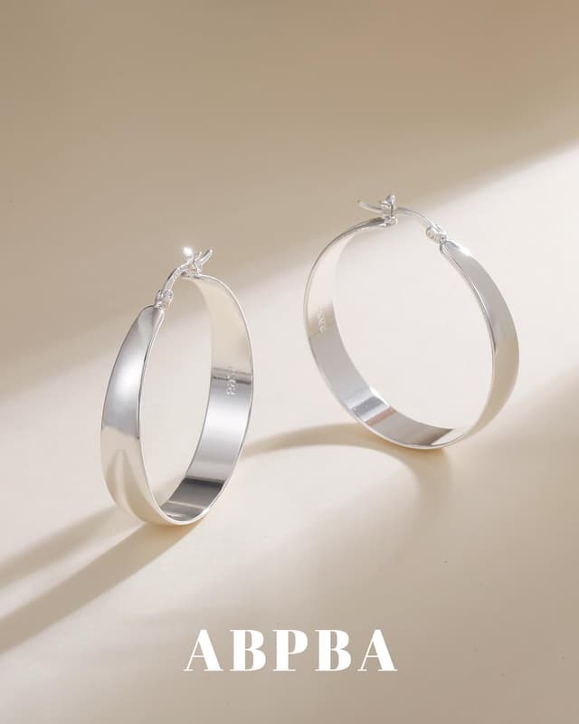 Detalle de ABPBA Creolen aus Silber 925 (hypoallergen), 8 mm Breite in 30/40/50/60 mm