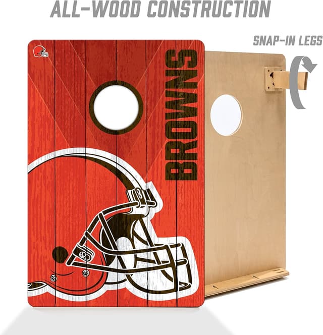 Detalle de YouTheFan NFL 2’ x 3’ All-Wood Cornhole Game with Logo Bags