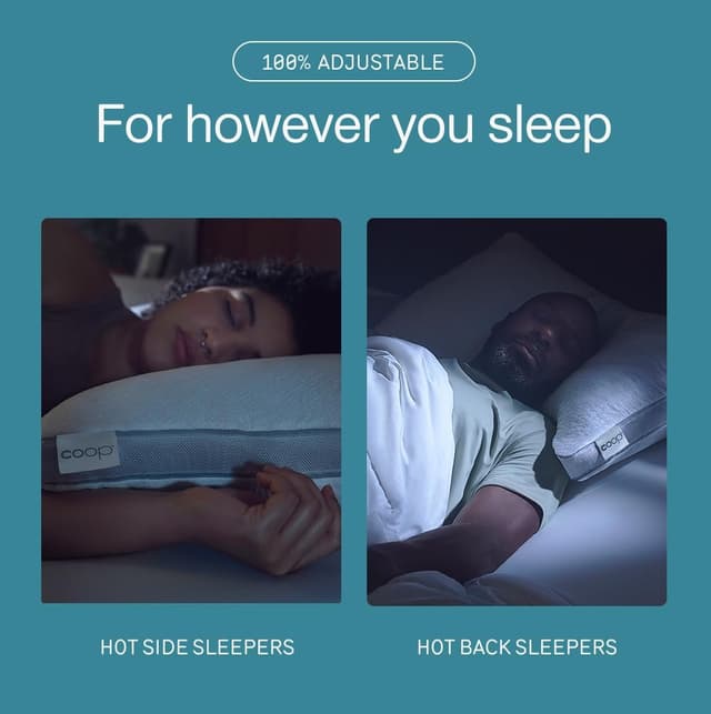 Detalle de Coop Home Goods Cool+ Crescent Adjustable Pillow (King Size Plus) with Cooling Gel