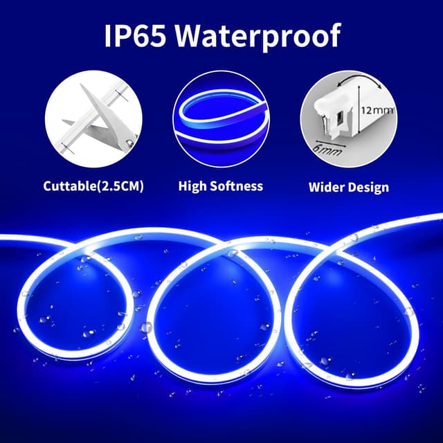 Detalle 2 de ShineBurky Tira LED Neón Azul 5m 12V IP65 Regulable