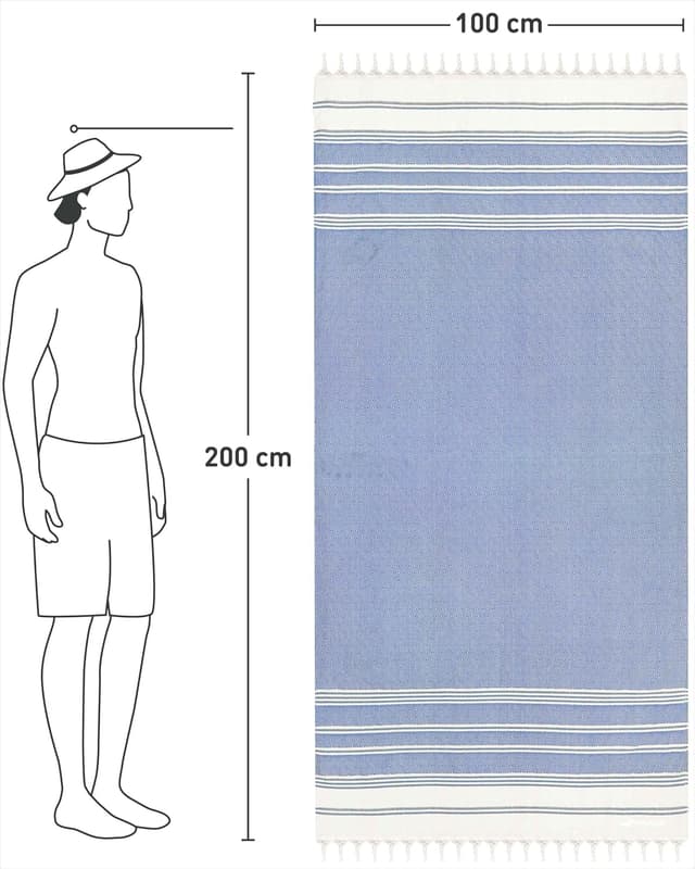 Thumbnail 3 de Fit-Flip Fouta de Plage Bleu 100x200 cm