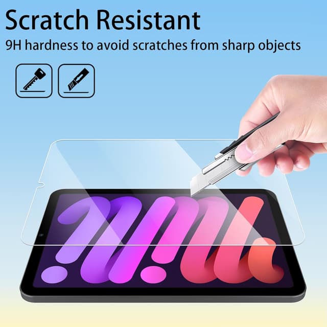Detalle de 4youquality 2-Pack Tempered Glass Screen Protectors for iPad Mini 6 & iPad Mini (A17 Pro, 7th Gen)