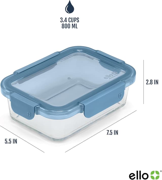 Detalle 2 de Ello Color Lock 3.4 Cup Glass Meal Prep Set 🍱