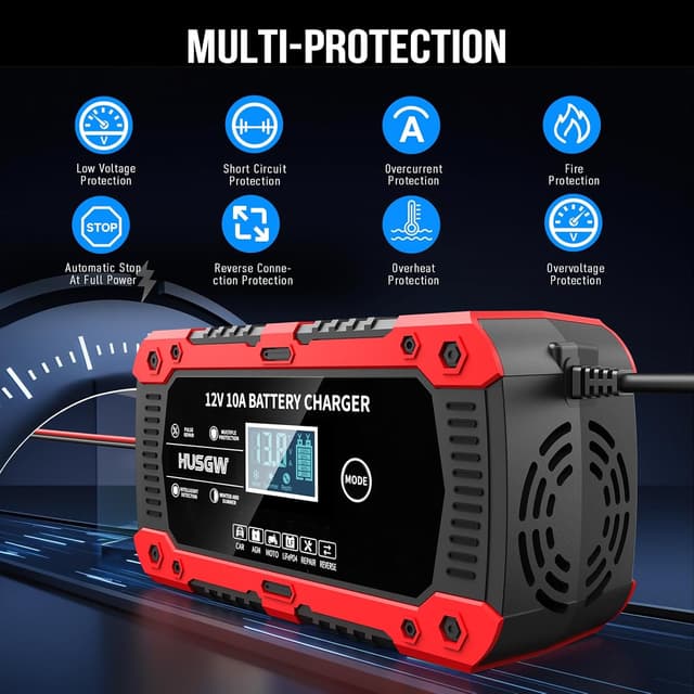 Detalle 2 de 10Amp 12V Automatic Smart Car Battery Charger/Maintainer with Temperature Compensation (Pulse Repair & Desulfator)