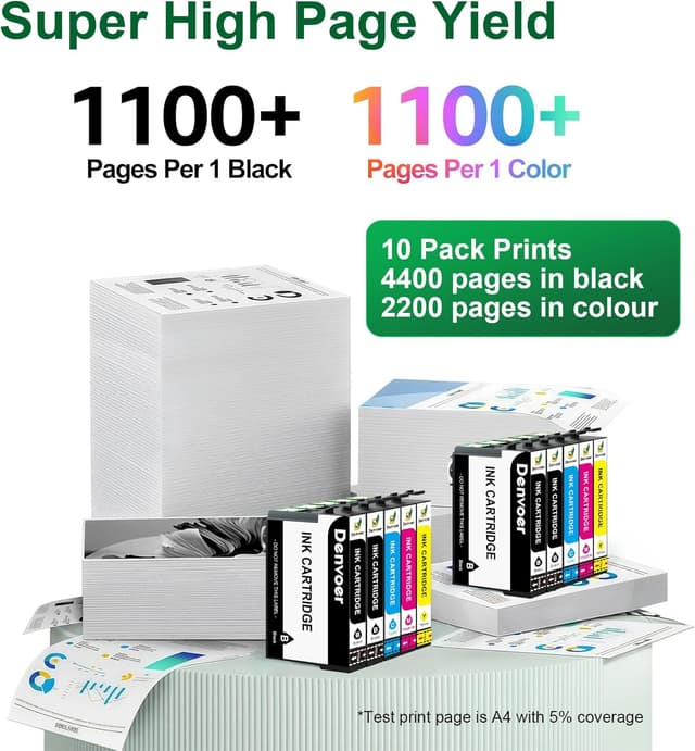 Detalle 2 de Denvoer Ersatz für 405XL Multipack (4x Schwarz, 2x Cyan, 2x Magenta, 2x Gelb) kompatibel zu Epson 405XL für WorkForce Pro