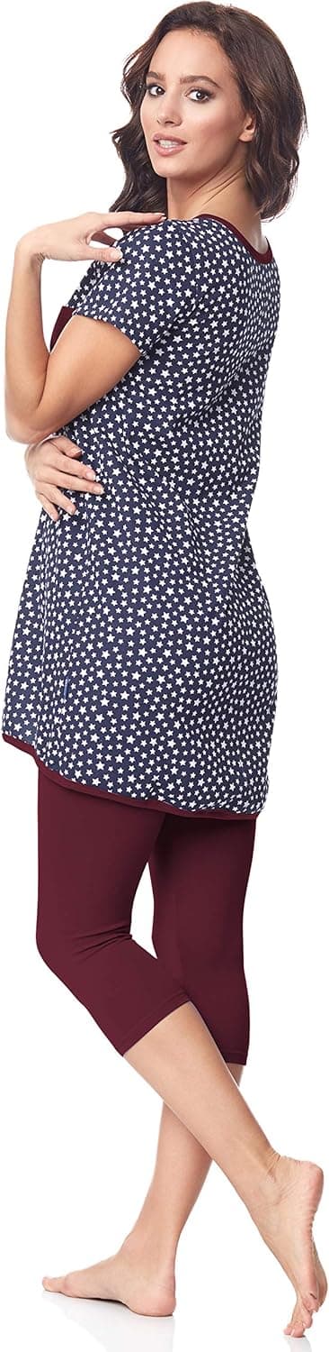 Detalle 2 de Be Mammy Pijama Premamá Camiseta y Leggins 3/4 BE20-177