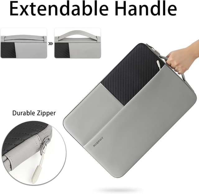 Detalle de ROEPHY Laptop Tasche für 16 Zoll – wasserdichtes Laptop Sleeve in Grau
