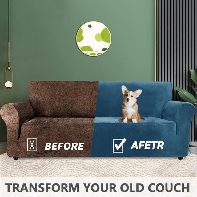 Thumbnail 5 de YSTELLAA Housse Velours 3 Places bleu paon