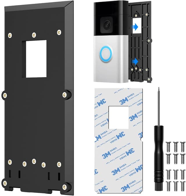 Detalle de Gusfeliz No-Drill Ring Doorbell Mount – strong adhesive backplate holder for Ring Video Doorbell 1/2/3/4 & Battery Plus/Pro