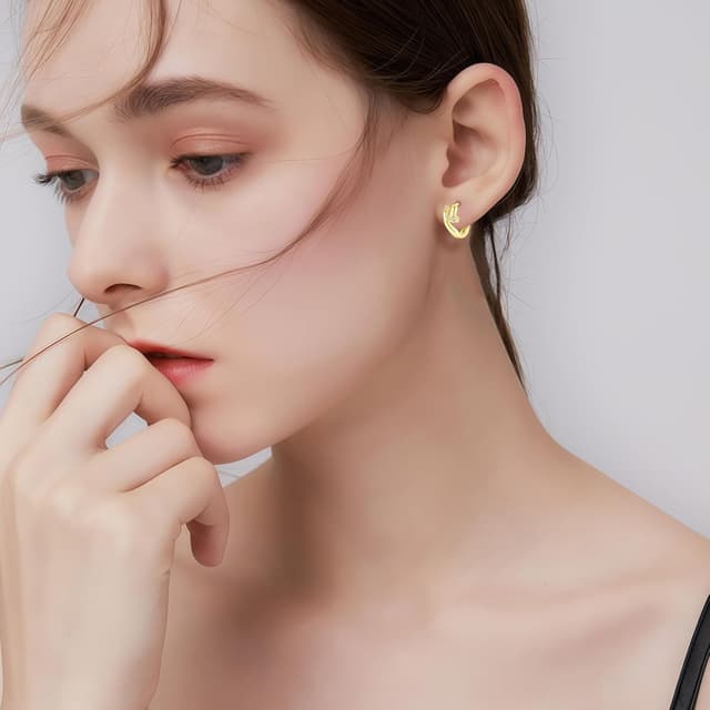 Detalle de Cangall Silber-Creolen 925 klein mit Kreuz, 13 mm (hypoallergen, Nickelfrei)