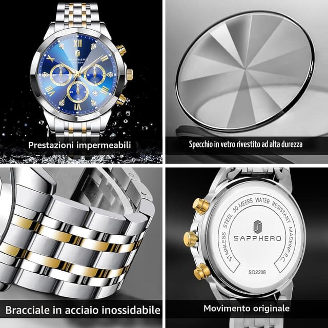 Thumbnail 3 de SAPPHERO Orologio Uomo Cronografo 50M