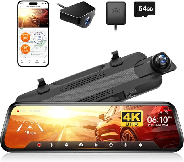 Detalle de WOLFBOX G930 10" Rearview Mirror Dash Cam