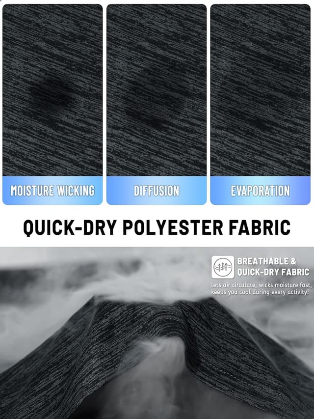 Detalle de TACVASEN Herren Meliert Sport-T-Shirt mit reflektierenden Streifen – kurzarm, schnelltrocknend