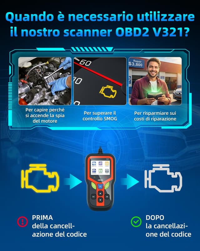 Thumbnail 6 de Carehabi OBD2 Diagnostica Auto Nero