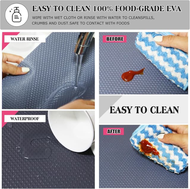 Detalle 2 de Daixers 10-Pack Washable Refrigerator Liner Mats (Grey) for Shelves & Drawers