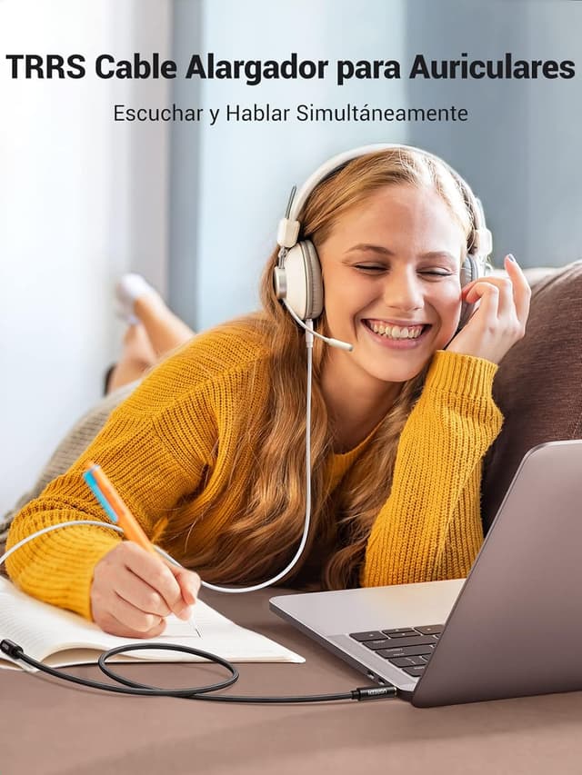 Detalle 2 de UGREEN Alargador Jack 3.5 con micrófono 2m