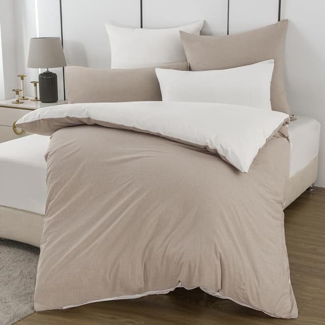 Detalle de Nesture Bettwäsche 135x200 Baumwolle Beig/Weiß