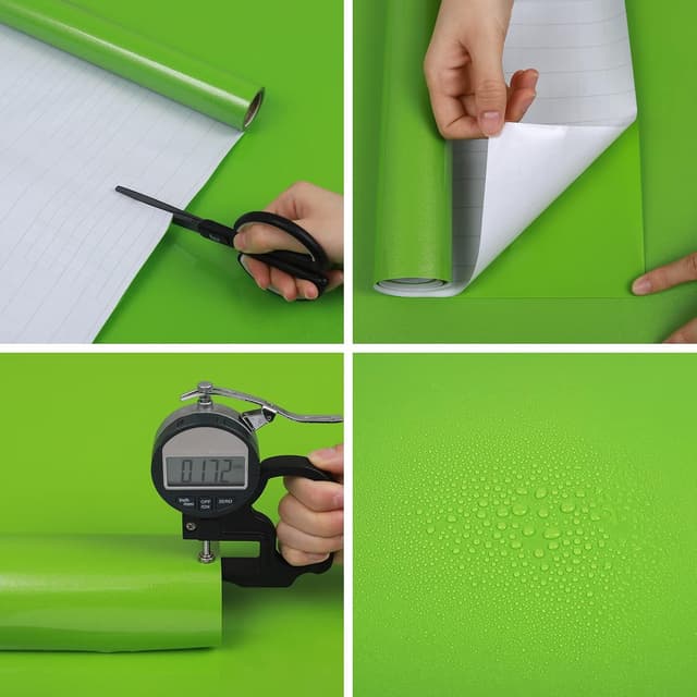 Detalle 2 de Hode Klebefolie Dunkelgrün mit Glitzer, 40 cm x 3 m – selbstklebender Hochglanz-Oberflächenschutz für Möbel & Küche