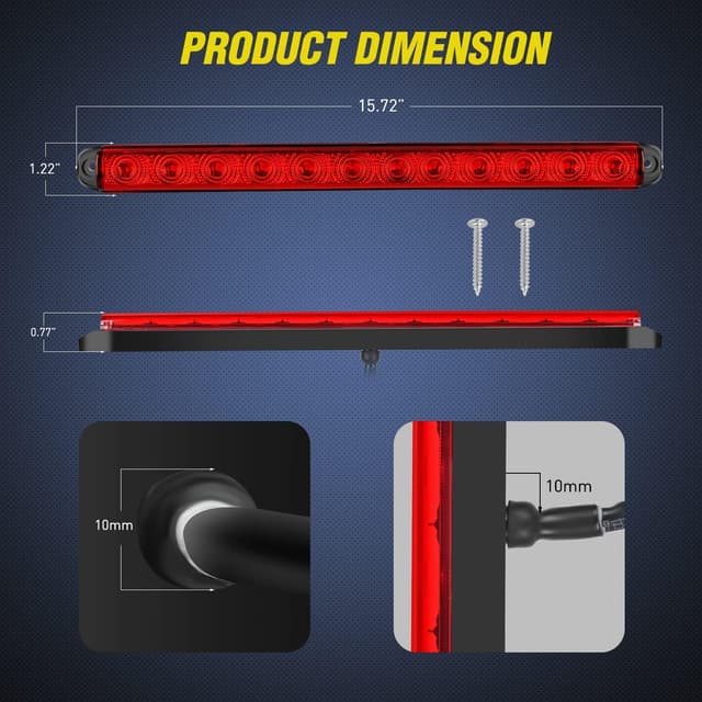 Detalle 2 de Nilight 16-Inch Trailer Light Bar (12 LED) with Sequential Turn Signals, Waterproof 12V