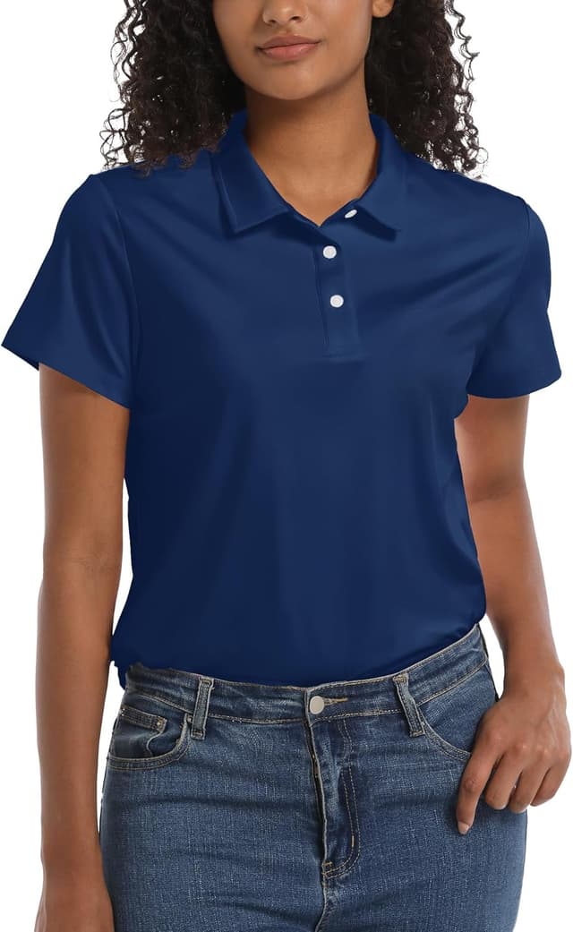 Detalle de KEFITEVD Women’s Short Sleeve Quick Dry Polo Shirt with UPF 50+ Sun Protection