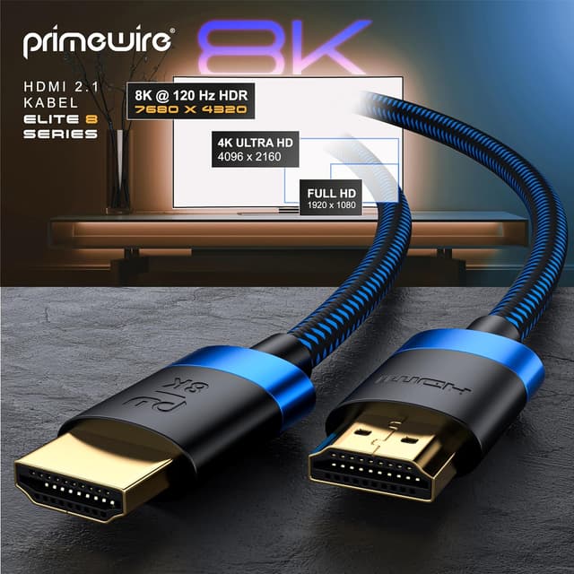 Detalle 1 de CSL-Computer CSL 8K/4K HDMI Kabel 2.0/2.1 Ultra High Speed (2 m) – bis 8K@60 Hz / 4K@240 Hz – 48 Gbit/s