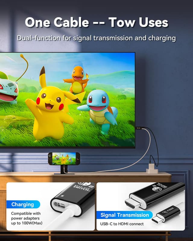 Detalle 2 de FIBBR USB-C to HDMI Cable (2m) with 4K@60Hz and 100W PD charging for MacBook, iPad, iPhone and more