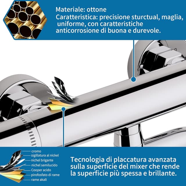 Detalle de MORADO miscelatore doccia termostatico (montaggio a parete) finitura cromata