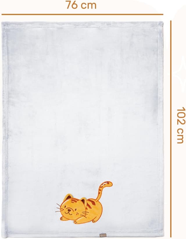 Detalle 2 de Be Mammy Coperta calda per bambini con peluche regalo e motivi 3D (Grigio Chiaro - Gatto)