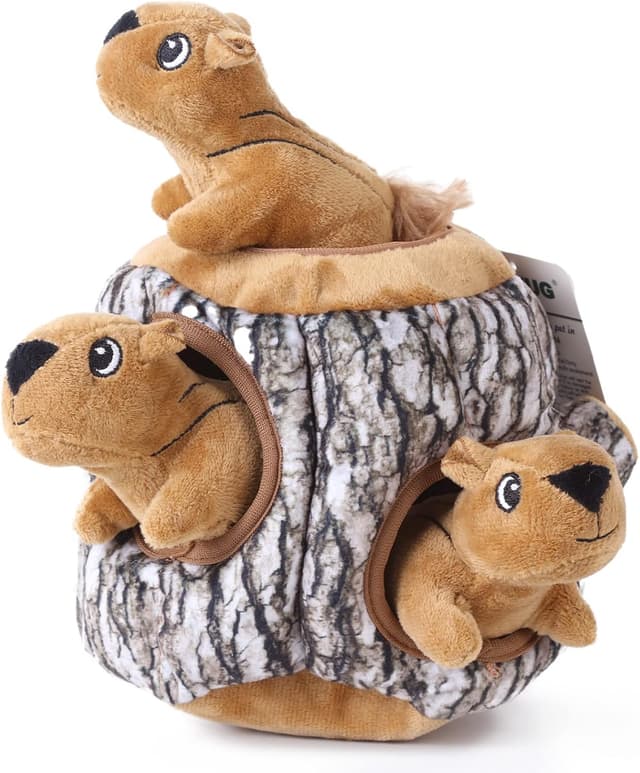 Detalle de Laifug Hidden Squirrel Plush Dog Toy – interactive squeaky hide-and-seek for dogs (L)
