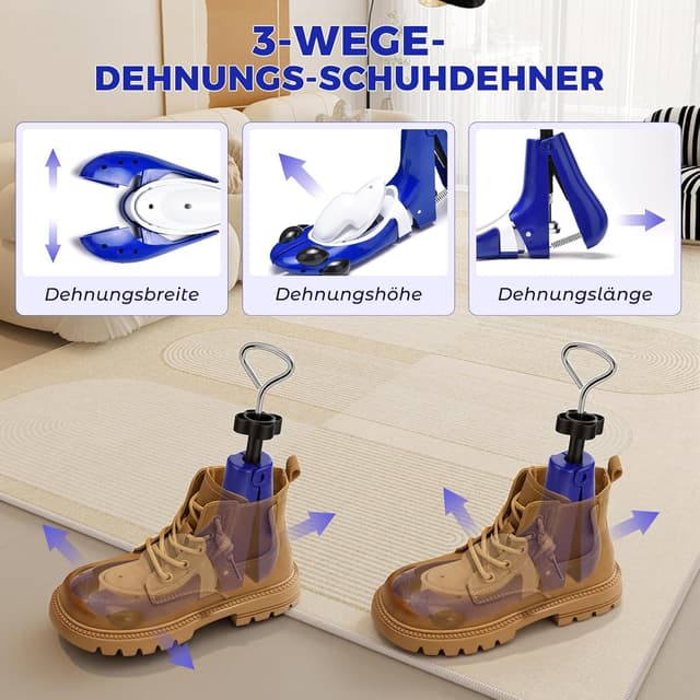 Detalle 2 de MoeQuliee Schuhspanner Herren Damen – 3-Wege verstellbarer Schuhdehner für Länge, Breite & Höhe