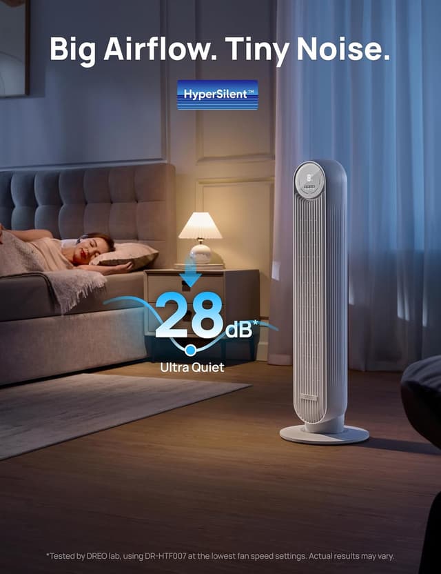 Detalle de Dreo Nomad One ventilateur colonne silencieux, oscillation 90°, télécommande incluse, 4 vitesses et 4 modes