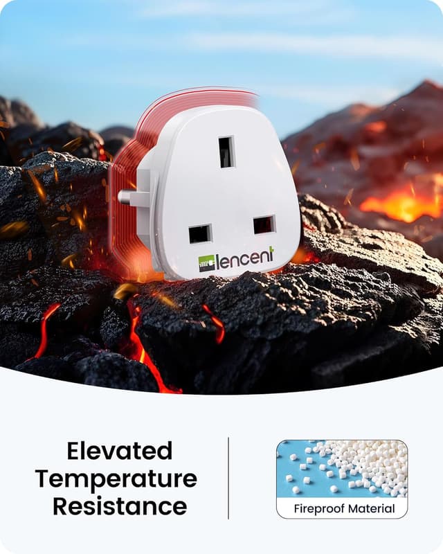 Detalle de LENCENT 2X UK to EU Euro Plug Adapter (Type E/F, grounded) for travel