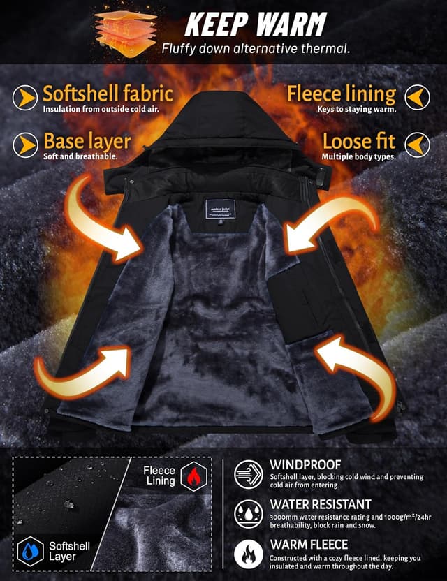 Thumbnail 2 de TACVASEN Men's Winter Skiing Jacket insulated fleece