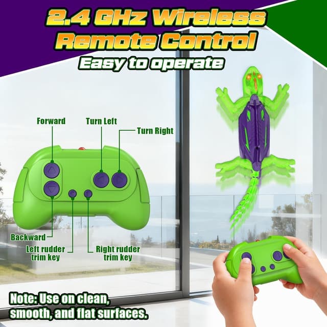 Detalle de Goody King Gecko King Gecko Wandflitzer – ferngesteuertes Kletter- und Boden-Spielzeug mit 360°-Drehung